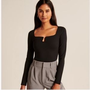 A&F Ponte Notch Neck Bodysuit